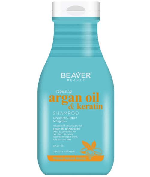 Champú reparador con aceite de argán y queratina Beaver 350ml. Beaver Beauty