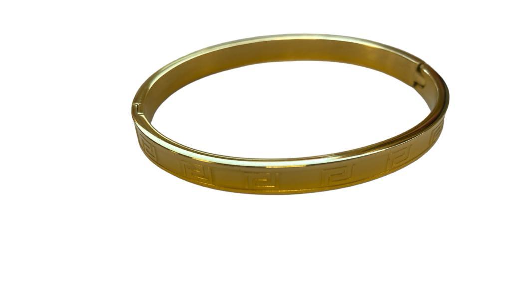 Brazalete Rígido Dorado Laberinto. Gema Medina